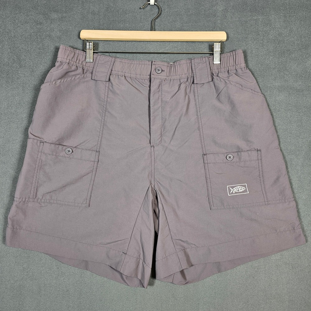 AFTCO Fishing Shorts Mens 38 Gray Nylon Cargo Pockets Outdoor